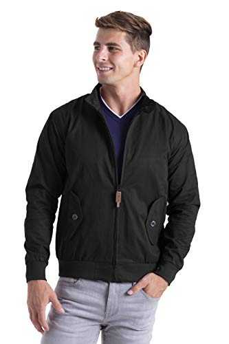 westAce Men's Harrington Jacket - Vintage Classic Retro Zip Bomber Coat - Water-Repellent Windbreaker - Lightweight Casual Jacket with Button Collar