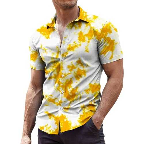 Mens Hawaiian Shirts Funky Short Sleeve Summer Floral Printed Shirt Casual Button Down Tropical Holiday Beach T-Shirts Regular Fit Top Palmshadow Clothing Funny Cruise Clothes