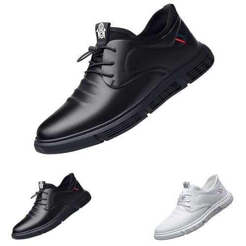 Mens Classic Oxfords Formal Dress Shoes Casual Business Lightweight Leather Oxford Lace-up Flats Loafers Breathable Comfort Fashion for Men Male Formal Occasion