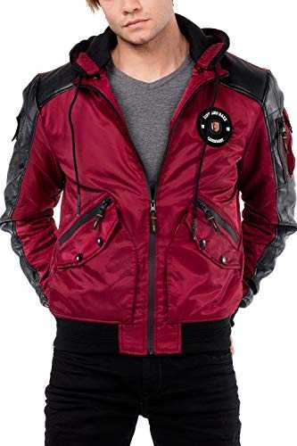 Cipo & Baxx men's bomber jacket college jacket biker transition jacket hood CM134 red XL