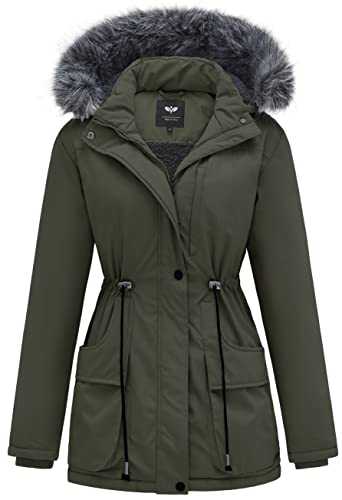 GGleaf Women's Winter Thicken Jacket Quilted Coat Puffer Parka with Faux Fur Trim Hood