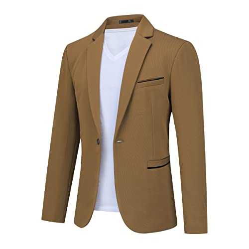 Allthemen Mens Casual 1 Button Blazer Slim Fit Blazer Jacket Lightweight Suit Jackets