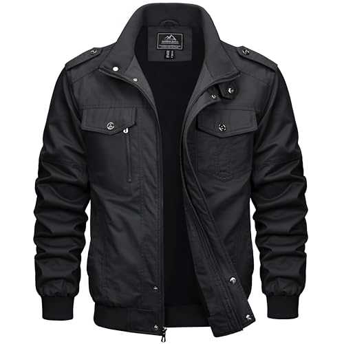 Men's Cargo Jackets Casual Cotton Military Full Zip Jacket Bomber Windbreaker Outwear Coat Multi Pockets