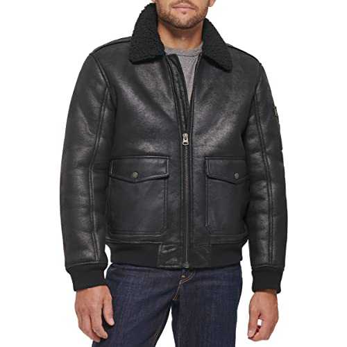 Levi's Men's Faux Leather Aviator Bomber Jacket with Sherpa Lined Collar (Regular & Big & Tall Sizes)