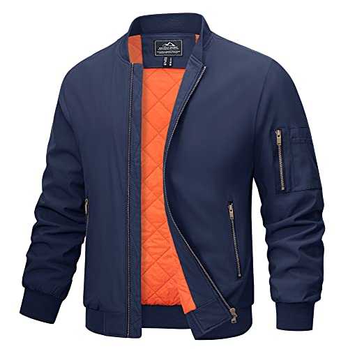 MAGCOMSEN Mens Bomber Jackets Casual Windbreakers Zip Pockets Jacket Outdoor Autumn Winter Warm Coats