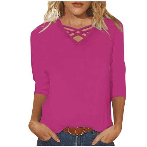 T Shirts for Women Uk Plus Size 3/4 Length Sleeve Womens Tops Summer V Neck Blouses Trendy Stripe Gradient Shirts Dressy Casual Loose Tees Ladies Plus Size Shirts