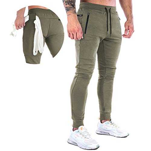 Slim Fit Joggers Men Tracksuit Bottoms Gym Trousers Sweatpants with Zip Pockets Training Pants