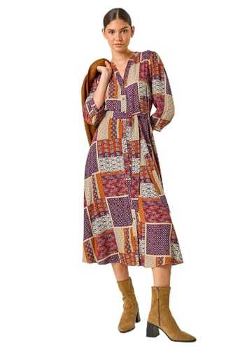 Roman Originals Shirt Dress for Women UK- Ladies Long Sleeve Belted Collared Midi Maxi Winter Autumn Smart Casual Button Through Evening Office A Line Swing Skater Holiday