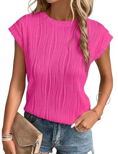 Short Sleeve Tops Round Neck Blouse Tees for Women Ladies Knit Solid Casual T Shirts S-XXL