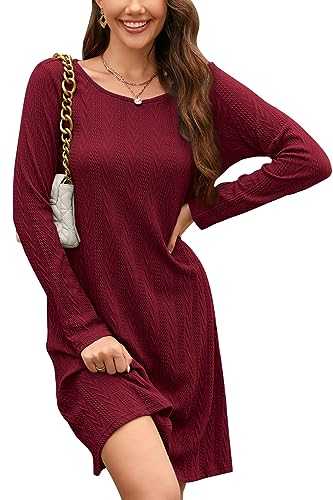 STYLEWORD Jumper Dress for Women UK Ladies Long Sleeve Tunic Dress Winter Knitted Pullover Casual Dresses