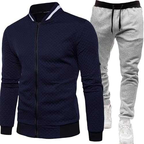 Qixiu Men's Fall and Winter Casual Color Matching Sweatshirt Hoodie Corset Sweatpants Slim Fit Jacket for Men