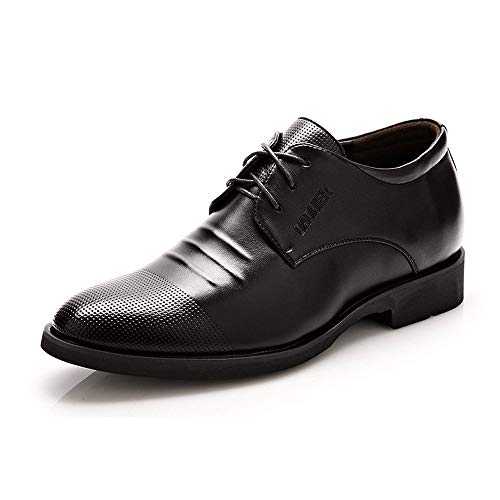 Battle Men Men's Elevator Shoes 2" Taller Lace up Faux Leather Formal Oxford Dress Footwear Removable Invisible Height Increasing Insole Formal Men