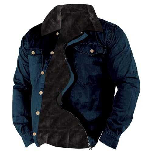 HAOLEI Bomber Jacket Men UK Sale Clearance Military Fleece Jacket Mens Winter Coat Fleece Lined Thick Trucker Jackets Button Down Lapel Collar Combat Casual Cotton Cargo Jacket Warm Outerwear