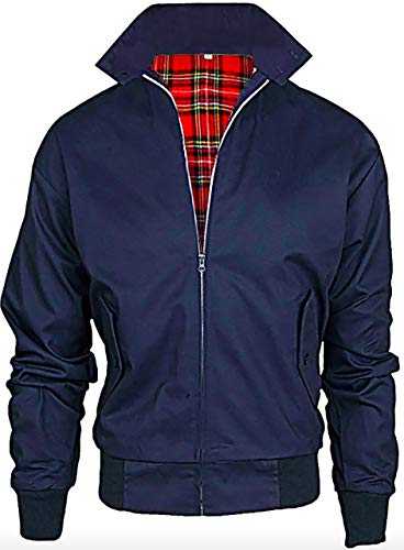 New Adults British Made Harrington Jacket Coat Bomber Classic 1970's Vintage Retro Mod Skin Scooter Tartan Lining by Wholesale Workwear XS-5XL in 7 Colours