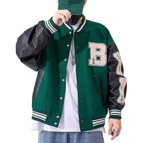SPSMOKH Men's Varsity College Jacket, Baseball Jackets, Hip Hop Jackets, Furry Bone Color Block Streetwear Patchwork Pattern, Men's Baseball Coats, Aviator Bomber Jacket