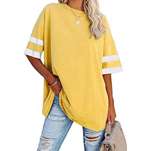 2025 Womens Fashion Oversized T Shirt Women Half Sleeve Tshirts Casual Crew Neck Tunic Tops Ladies Tracksuits Loose Fit Gym Wear Baggy Summer Tops Spring Outfits Smart Work T Shirts Basic Plain Tees