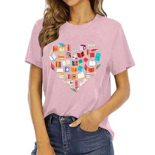 Book Shirts for Women, Reading T-Shirts, Teacher Shirt, Book Lover T-Shirt, Rainbow Shirt, Casual Short Sleeve Tops Glitter Blouses