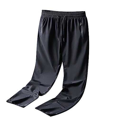 Mens Tracksuit Bottoms Grey Jogging Bottoms Outdoor Traning Track Pants Waterproof Windproof Hiking Pants Versatile Zip Pockets Pants Regular Fit Drawstring Pant Elastic Waist Sweatpants Lounge Pants