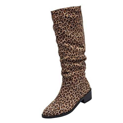 Womens Motorbike Boots Square Heel Long Western Boots Winter Retro Plus Size Fashion Women's Boots Women'S Ankle Boots With Ankle Support