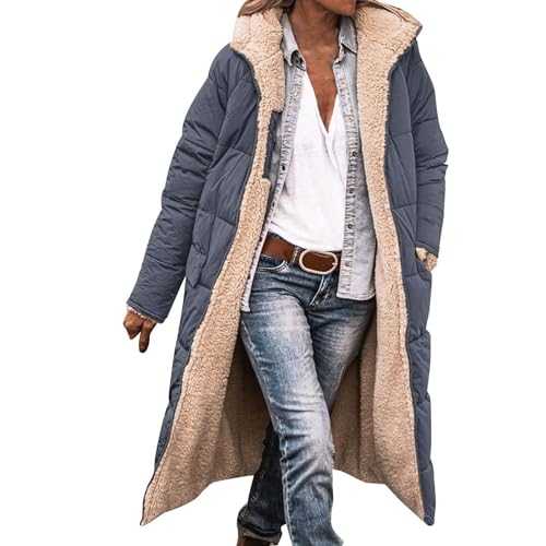 Yinguo Winter Coats for Women UK Sale Ladies Fashionable Longline Warm Winter Coat Double Faced Long Sleeve Hooded Down Jacket Warm up Outfits