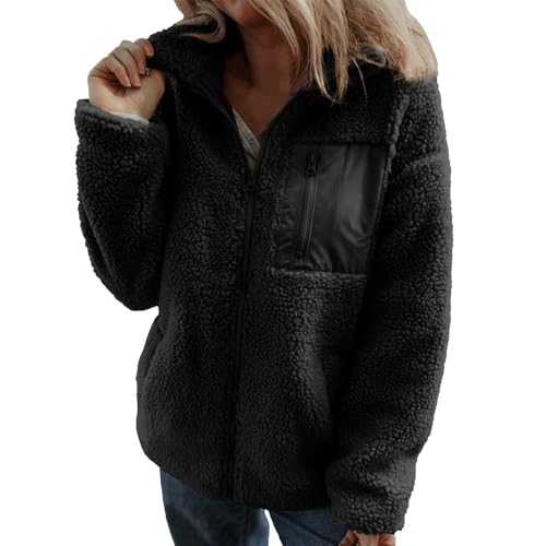 Cream Zip Up Hoodie Women Solid Color Coat Warm Casual Teddy Bear Overcoat Long Sleeve Sherpa Lined Outerwear Loose Autumn Winter Soft Hoodies Chunky Comfortable Oversized Hooded Tops