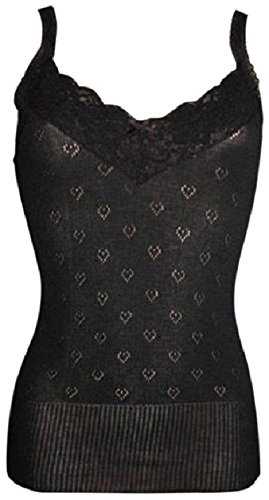 SNOWDROP Ladies Thermal Sleeveless Camisole Vest Winter Underwear Black Size UK 10 to 22