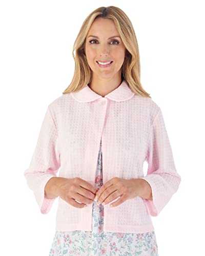 Slenderella Ladies Waffle Knit Button Fastening Bed Jacket 3/4 Sleeve House Coat