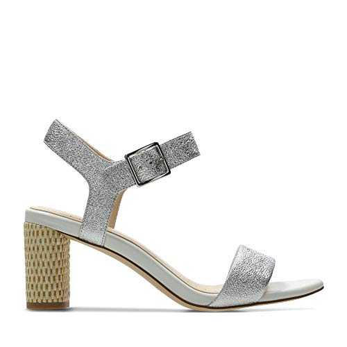 Amali Weave Leather Sandals In Silver Combi