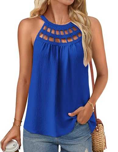 GRACE KARIN Womens Summer Vest Tops Sleeveless Sexy Top Hanging Neckline Hollow Out Tank Top