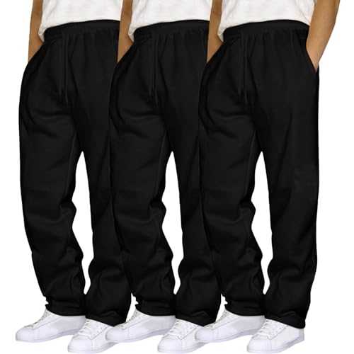 Gefomuofe Men's Tracksuit Bottoms, 3 Pieces, Casual Jogging Bottoms, Wide Leg, Modern, Relaxed Fit Trousers, Outdoor Trousers, Trekking Trousers, Sweatpants, Work Trousers, Stretch, Winter, Autumn,