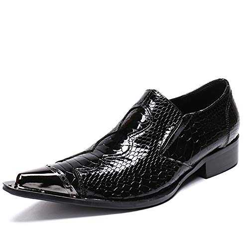Rui Landed Oxford for Man Formal Shoes Slip On Style Genuine Leather Snake Skin Texture Metal Head