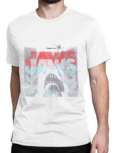 JAWS T Shirt for Men | Mens Shark T Shirts | Movie T Shirts for Men | Sizes Small to XX-Large | Official Movie Merchandise