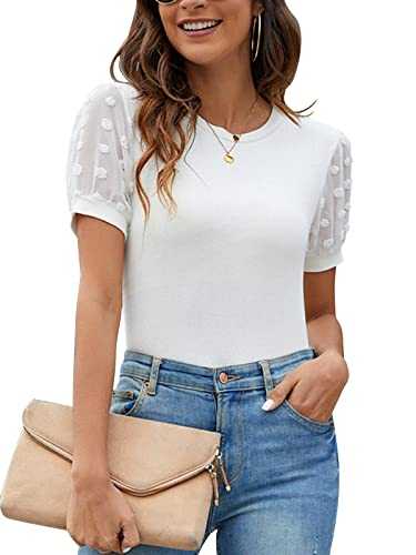 Blooming Jelly Womens Casual Tops Short Sleeve T Shirts Round Neck Summer Tops Elegant Blouses Work Shirts