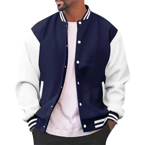 Generisch 2025 - Men's Fashion Varsity Jacket Casual Slim Fit Cotton Letterman Baseball Bomber Jacket Urb An Classic College Jacket O Men's Coat