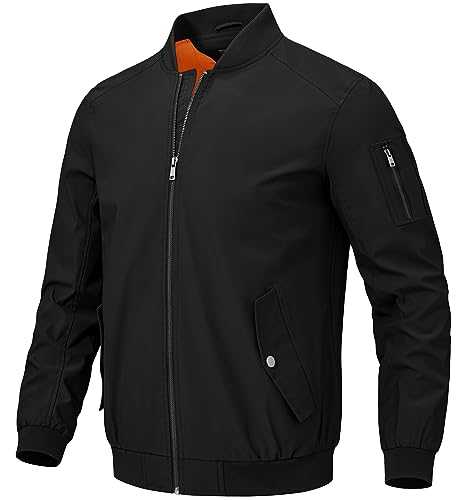 BGOWATU Men's Flight Bomber Jacket Lightweight Windbreaker Full Zip Casual Jacket