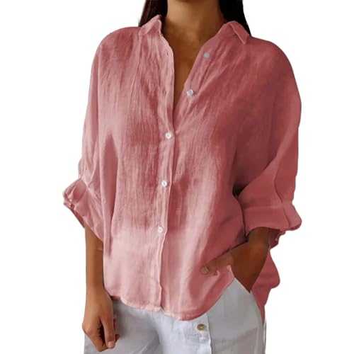 Blouse Business Women's Non-Iron Women's Summer Shirt Cotton and Linen with Ruffles on the Back Loose Blouse Casual Top Shirt Underwear Women