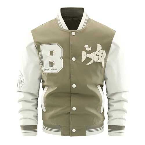CLOAKA Men's Varsity Jacket College Letterman Baseball Bomber Jacket Lightweight Fashion Causal with Patch Internal Pocket