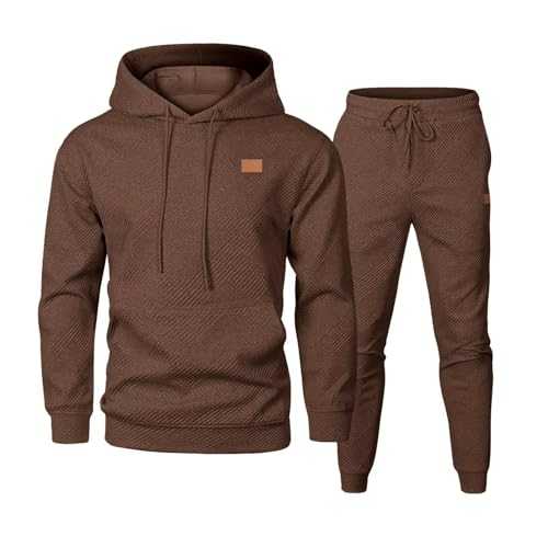 Cocila Mens 2 Piece Tracksuit Outfits Long Sleeved Knit Pullover Sweatshirt Tracksuit & Joggers Sweatpants Casual Sweatsuit Sets with Pockets Suit Clothes for Men