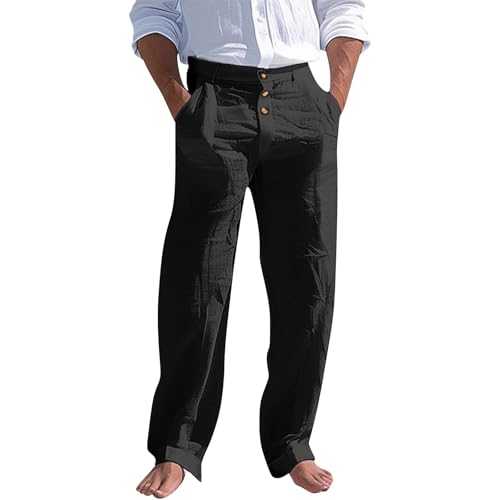 Mens Linen Trousers Black Trousers Men Suit Trousers Men Casual Vintage Mens Formal Trousers Chef Trousers Mens Walking Trousers Elegante Style Breathable & Comfortable & Flex