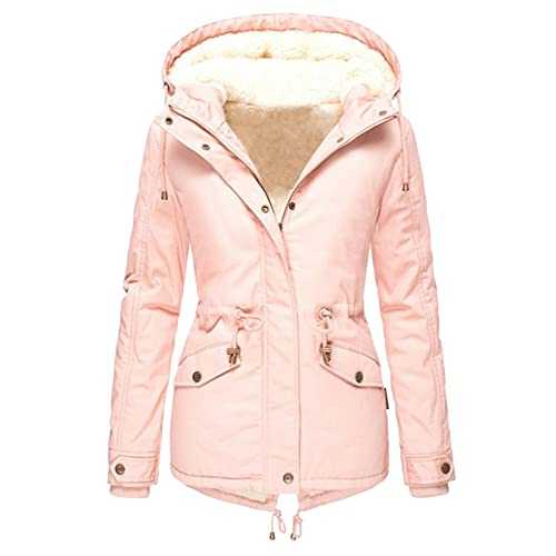 WILLBEST Women's Fleece Jackets Zip Up Solid Hooded Jacket Autumn and Winter Thick Teddy Coat Cardigan Fur Fuzzy Parka Coat Overcoat Outerwear