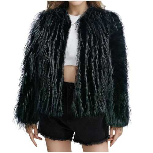 Vguukv Fluffy Plush Shrt Coat for Women UK 2025 Fashion Jackets Open Front Cardigans Outwear Fall Winter Casual Stylish Warm Coat UK Clearance