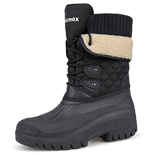 Knixmax Outdoor Winter Boots Ladies Warm Lined Snow Boots Winter Shoes with Waterproof Upper and Non-Slip Soles Suitable for Winter Snow Season