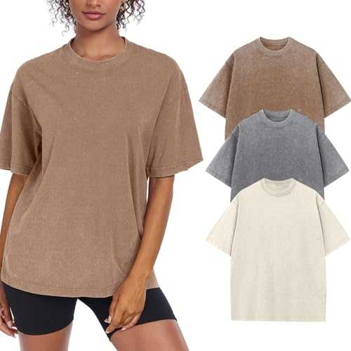 Womens Washed Vintage Oversized T-Shirt Casual Baggy Streetwear Boyfriend Tee Workout Short Sleeve Cotton Tops