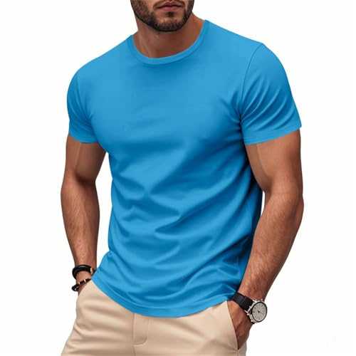 BERCIELY Men Short Sleeve Youth Classic Leisure T-Shirt Regular Fit Fashion Tops Lightweight Comfortable Breathable Sportshirt