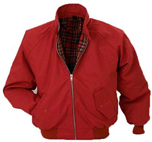 MENS CLASSIC VINTAGE 1970'S BOMBER HARRINGTON RETRO TRENDY TOP SCOOTER JACKET (XXL, Red)
