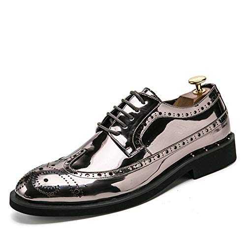 HuitJours Men Vintage Brown Monk Strap Loafer Shoes Brogues Wing Tips Patchwork Two Tone Color Matching Punched Metal Dress Shoes