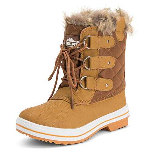 Womens Snow Boot Nylon Short Winter Snow Rain Warm Waterproof Faux Fur Boots - Tan - 3-36 - CD0033