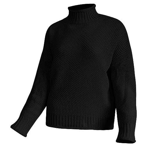 Hrjxfpt Long Jumpers for Women UK Womens Fashion Autumn Winter Knit Sweater Thick Thread Pullover Turtleneck Sweater Y2K Yoga High Neck Jumpers for Women UK Sales Halloween Christmas