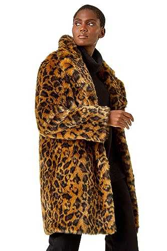 Roman Originals Women Faux Fur Coat - Ladies Jackets Teddy Bear Plush Casual Soft Fluffy Textured Oversized Warm Cosy Autumn Winter Flattering