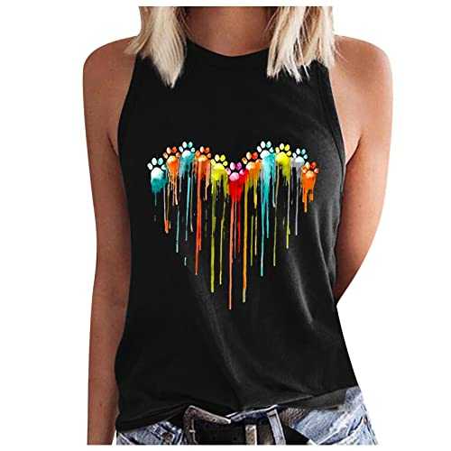Womens Strappy Vest Tank Top UK 2023 New Workwear Cotton Linen T Shirts Regular Sunflower Tshirt T-Shirt Funny Ladies Sleeveless Slim-Fit Stretch Tee Cami Shirt